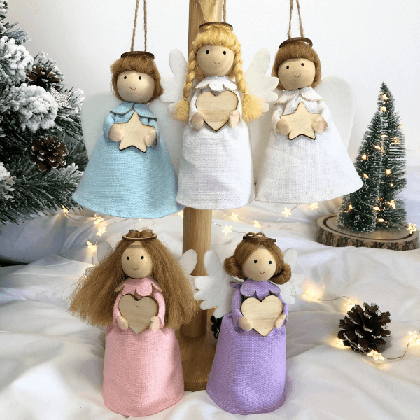 Handmade guardian angels and angel tree toppers