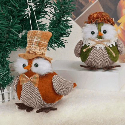 Whimsical Vintage-Style Owl Holiday Tree Hangers