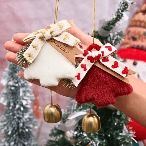 Holiday Christmas Tree Bell Ornaments – Plush Door Hanging Wind Chimes
