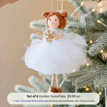 Handcrafted White-Gold Angels - for Peace & Light