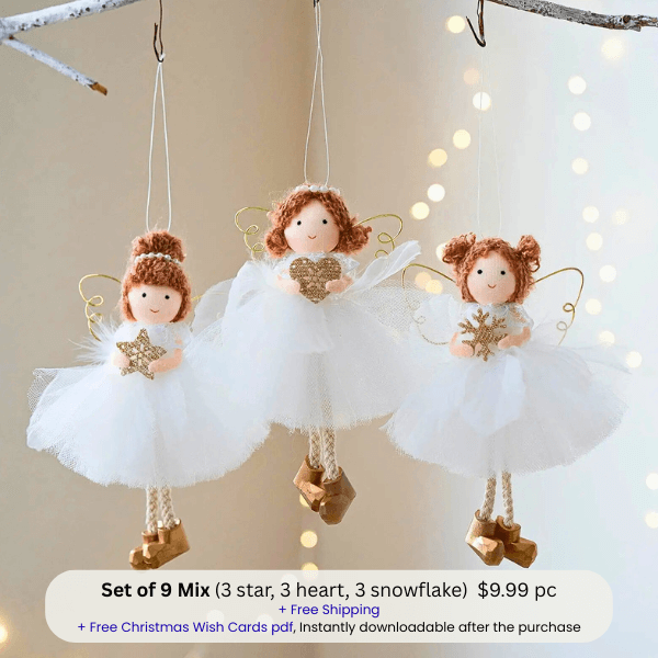 Handcrafted White-Gold Angels - for Peace & Light