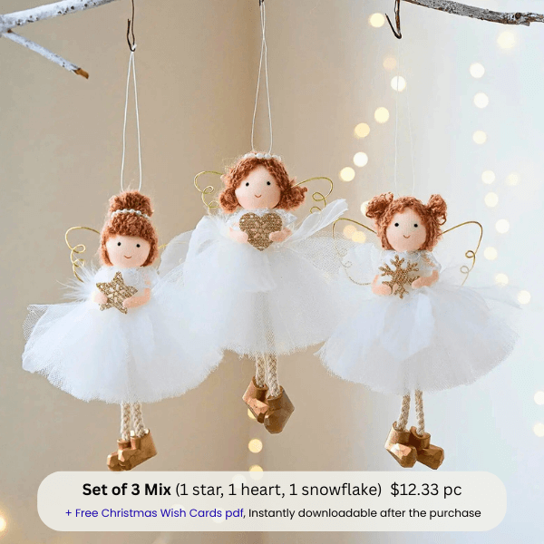 Handcrafted White-Gold Angels - for Peace & Light