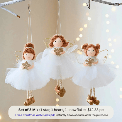 Handcrafted White-Gold Angels - for Peace & Light