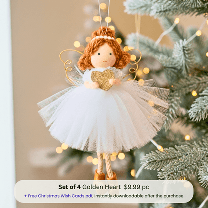 Handcrafted White-Gold Angels - for Peace & Light