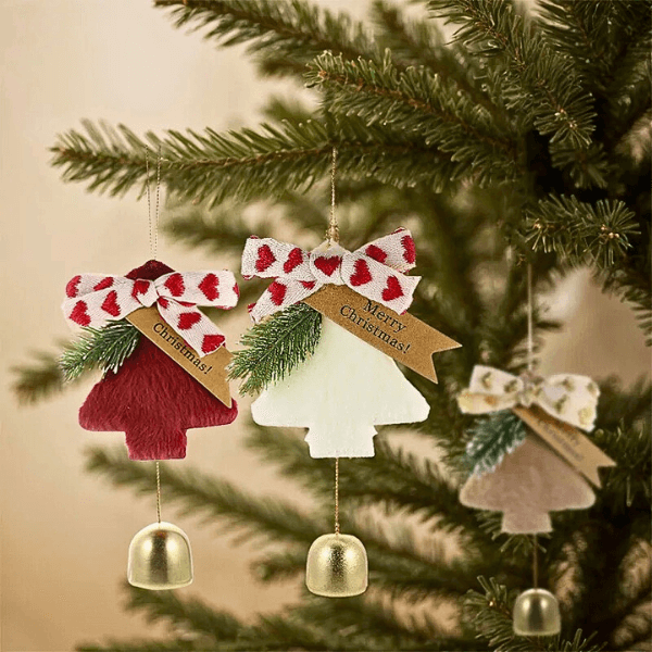 Holiday Christmas Tree Bell Ornaments – Plush Door Hanging Wind Chimes