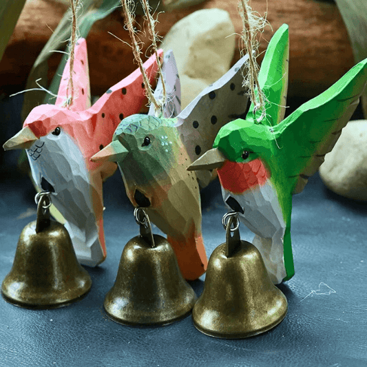 Handcrafted Wooden Hummingbird Chime – Colorful Hanging Ornament and Gifting