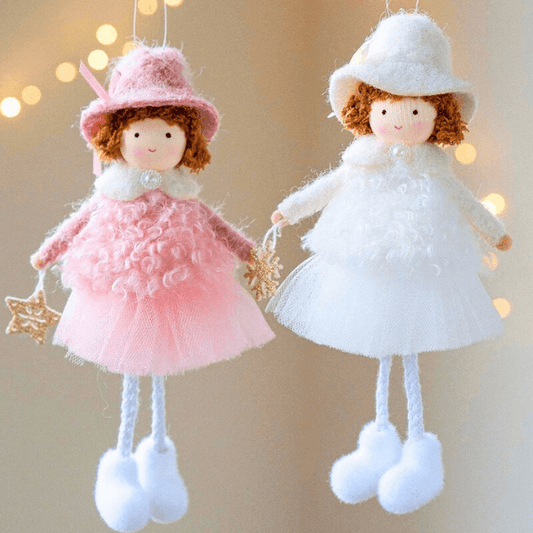 Handmade Angel with Round Hat & Handmade Angel with Checkered Skirt