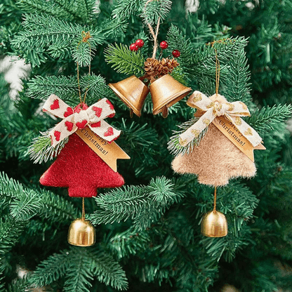 Holiday Christmas Tree Bell Ornaments – Plush Door Hanging Wind Chimes