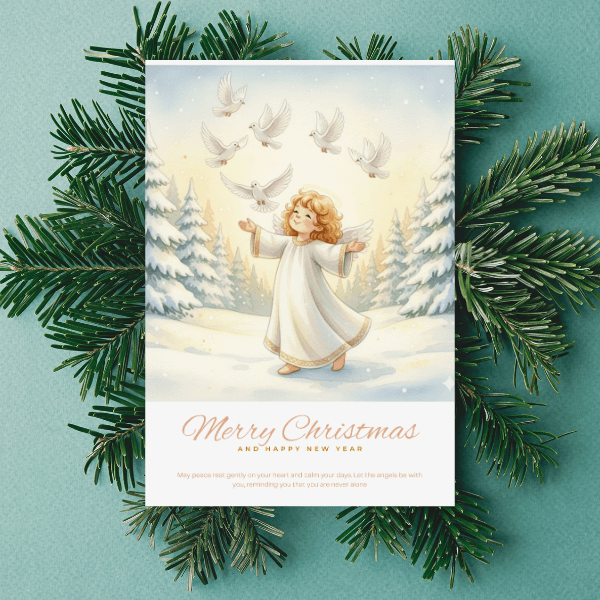 Christmas Wish Cards - 6 Designs – Digital & Printable  (not a physical product) “Let the Angels Be With You”