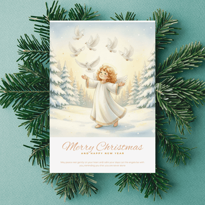 Christmas Wish Cards - 6 Designs – Digital & Printable  (not a physical product) “Let the Angels Be With You”