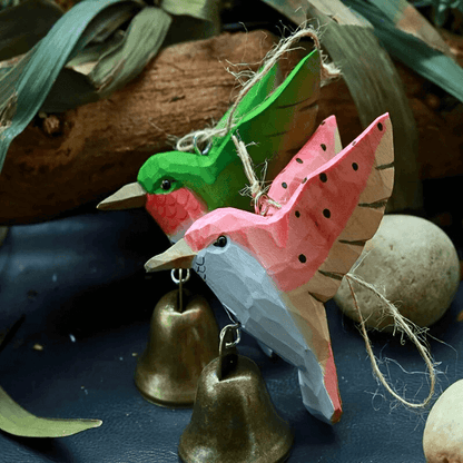 Handcrafted Wooden Hummingbird Chime – Colorful Hanging Ornament and Gifting