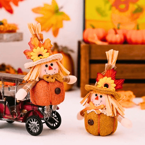 Festive Straw Hat Scarecrow Plush Ornament – For Holiday Cheer