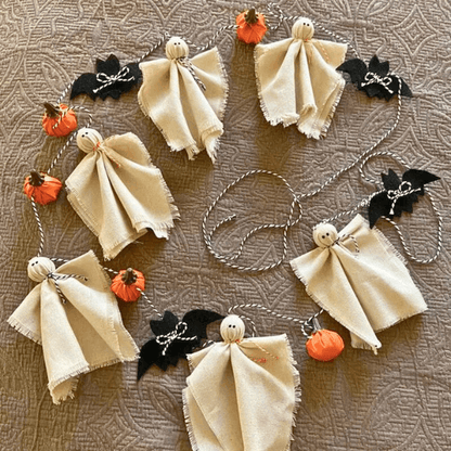 Handmade Spooky Chic Ghost & Pumpkin Garland