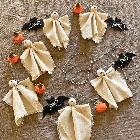 Handmade Spooky Chic Ghost & Pumpkin Garland