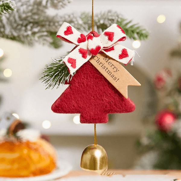 Holiday Christmas Tree Bell Ornaments – Plush Door Hanging Wind Chimes
