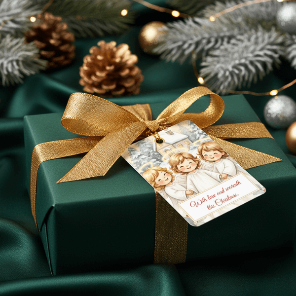 Christmas Gift Tags - 8 Designs - Digital & Printable (not a physical product) – “Let the Angels Be With You”