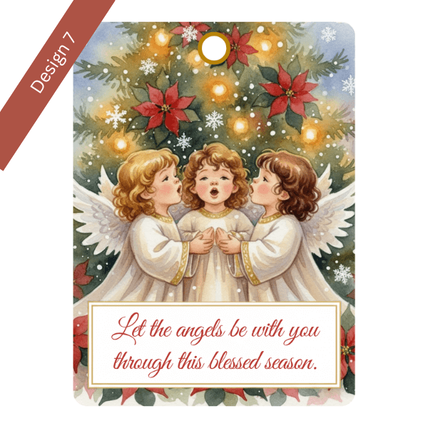 Christmas Gift Tags - 8 Designs - Digital & Printable (not a physical product) – “Let the Angels Be With You”