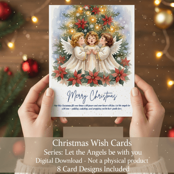 Christmas Wish Cards - 6 Designs – Digital & Printable  (not a physical product) “Let the Angels Be With You”