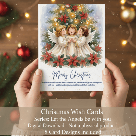 Christmas Wish Cards - 6 Designs – Digital & Printable  (not a physical product) “Let the Angels Be With You”