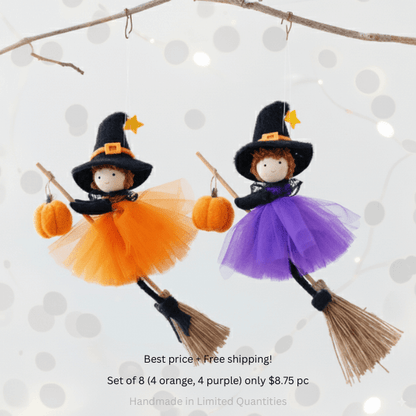 Handmade Adornbly Witch Hanging  Ornaments - (2Pcs)