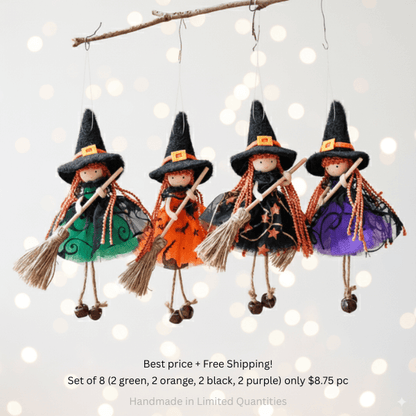 Handmade Adornbly Witch Hanging  Ornaments - (2Pcs)