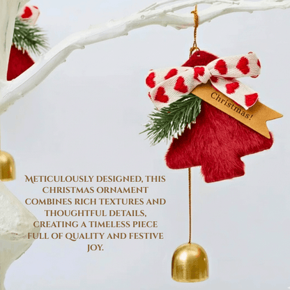 Fuzzy Christmas Tree Bell Ornaments
