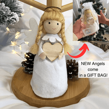 Handmade guardian angel ornaments and angel tree toppers