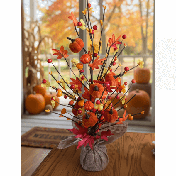 Autumn Harvest Red Berry Pumpkin Tree