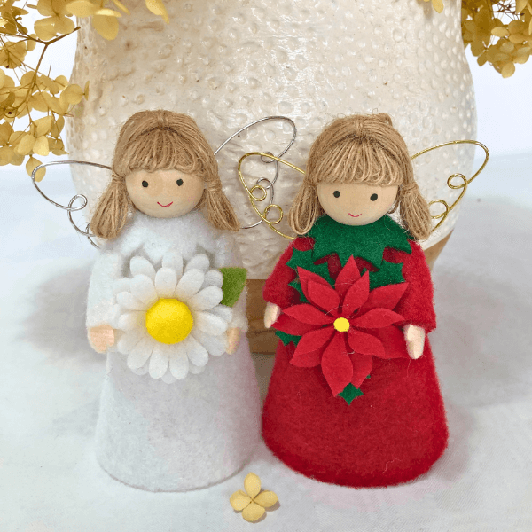 Flower angels - daisy for hope & poinsettia for joy
