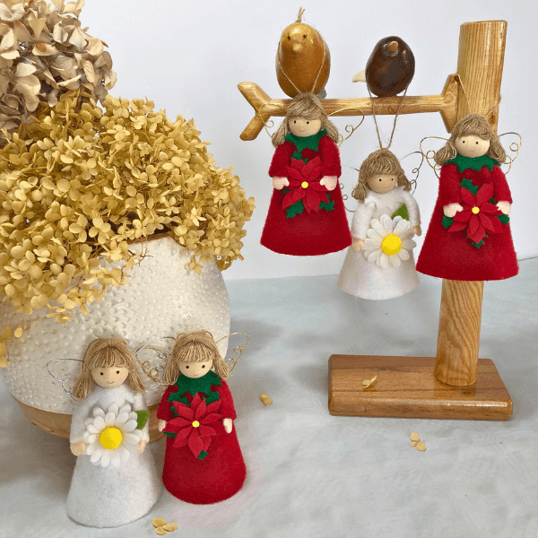 Flower angels - daisy for hope & poinsettia for joy