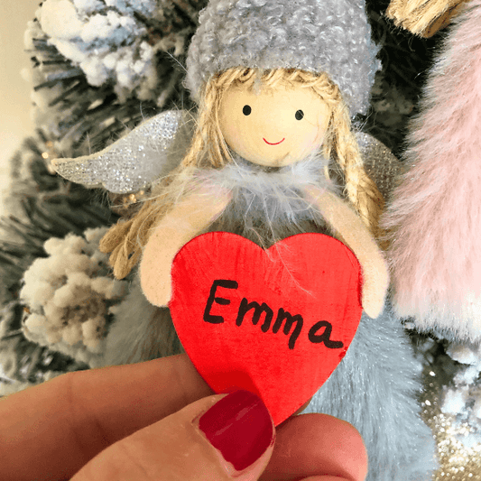 Angels with red heart – add your special name