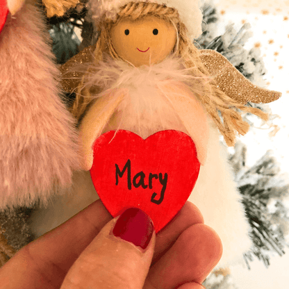 Angels with red heart – add your special name