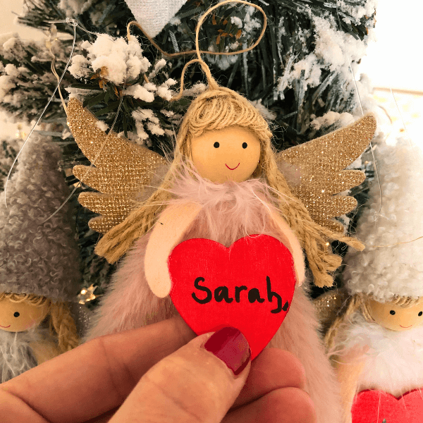 Angels with red heart – add your special name