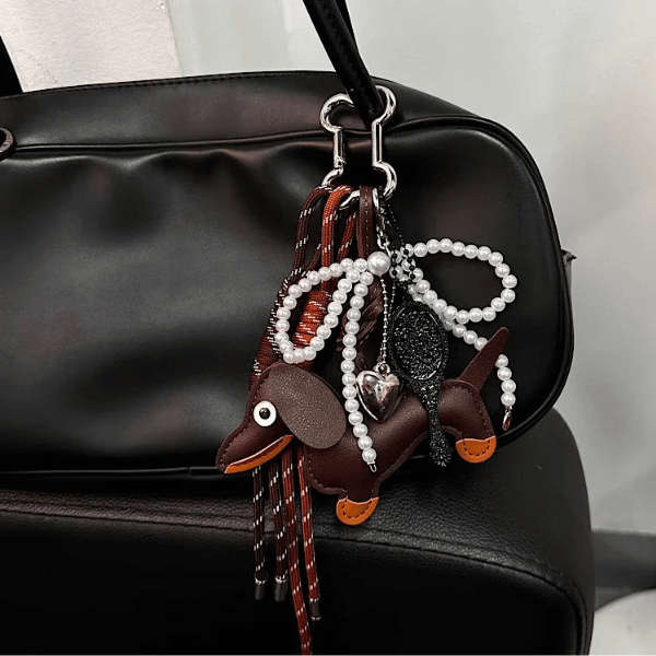 Handmade Dachshund - Leather Charm Pendant