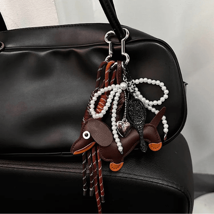 Handmade Dachshund - Leather Charm Pendant