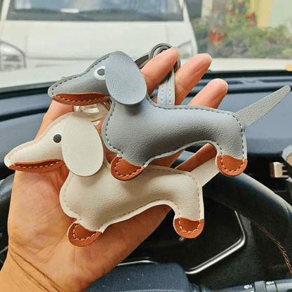 Handmade Dachshund - Leather Charm Pendant