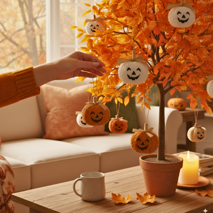 Whimsy Handcrafted Halloween Pumpkin Puff Charms