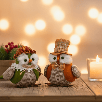 Whimsical Vintage Owl Ornaments – Handcrafted Holiday Decor for Tree or Table