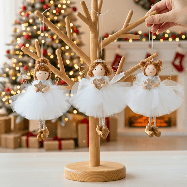 Handcrafted White-Gold Angels - for Peace & Light