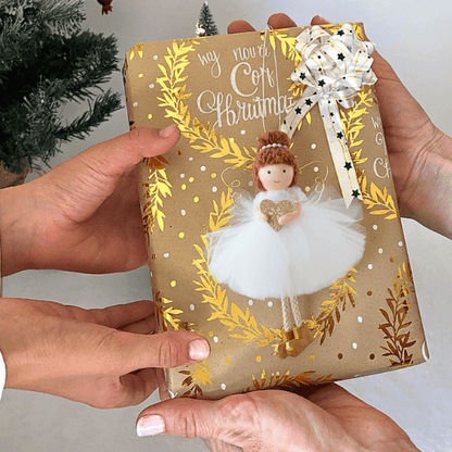 Handcrafted White-Gold Angels - for Peace & Light