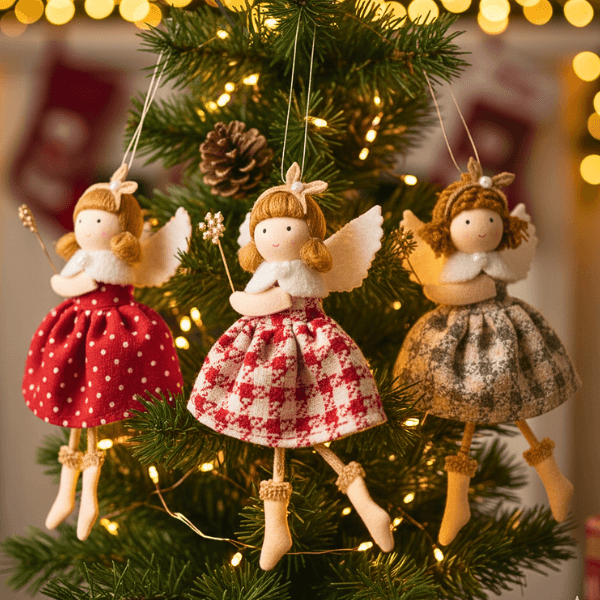 Handmade Angels with Checkered & Polka Dot Skirts