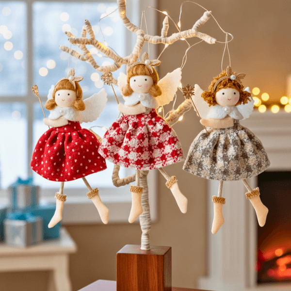Handmade Angels with Checkered & Polka Dot Skirts