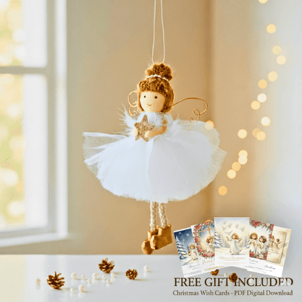 Handcrafted White-Gold Angels - for Peace & Light