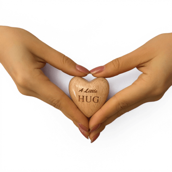 A Little Hug Wooden Heart – Pocket Hug Gift With Cotton Bag