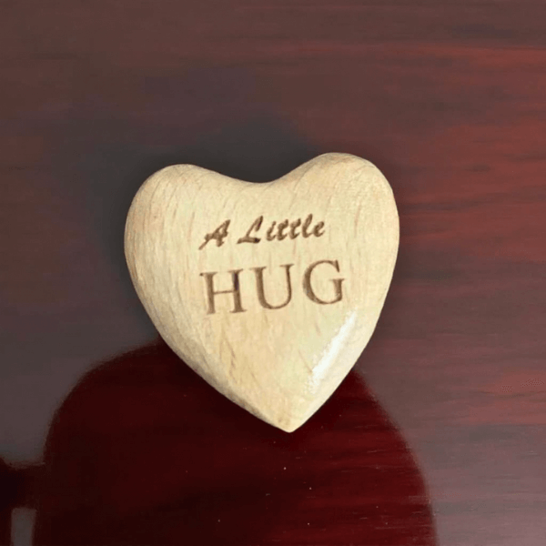 A Little Hug Wooden Heart – Pocket Hug Gift With Cotton Bag