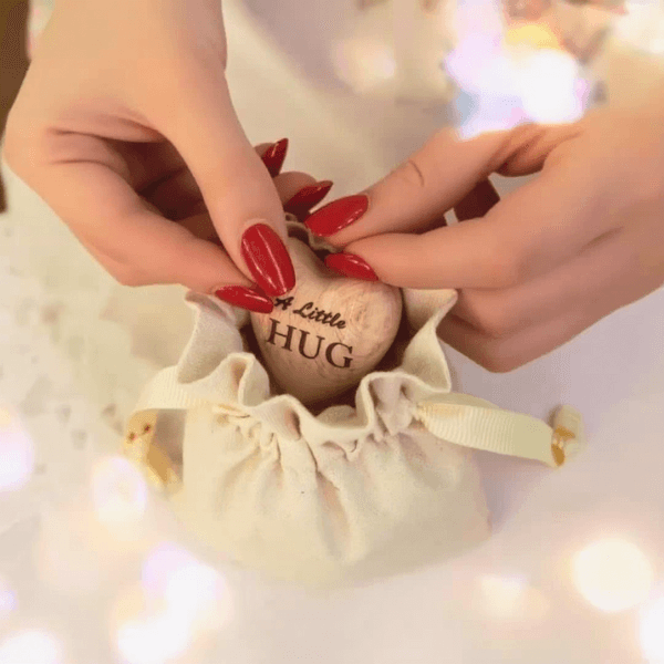 A Little Hug Wooden Heart – Pocket Hug Gift With Cotton Bag