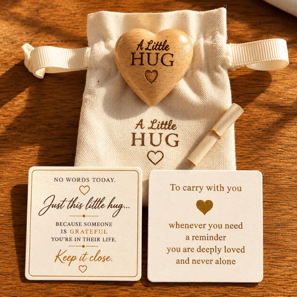 A Little Hug™ – Wooden Heart Gift Set