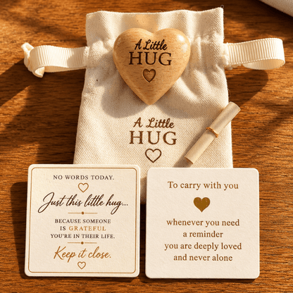 A Little Hug™ – Wooden Heart Gift Set