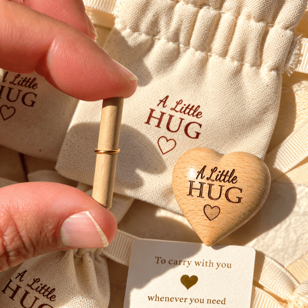 A Little Hug™ – Wooden Heart Gift Set
