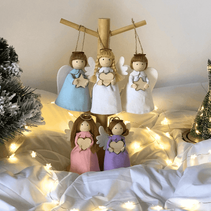 Handmade guardian angel ornaments and angel tree toppers